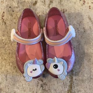Mini Melissa size 6 pink glitter unicorn shoes